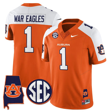 Personalized AT 2026 Alabama Patch Vapor Limited Jersey - Orange Alternate / #1 War Eagles Stitched