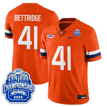 Personalized Virginia Football ACC Championship Vapor Limited Jersey - Orange / Will Bettridge - 41 Stitched