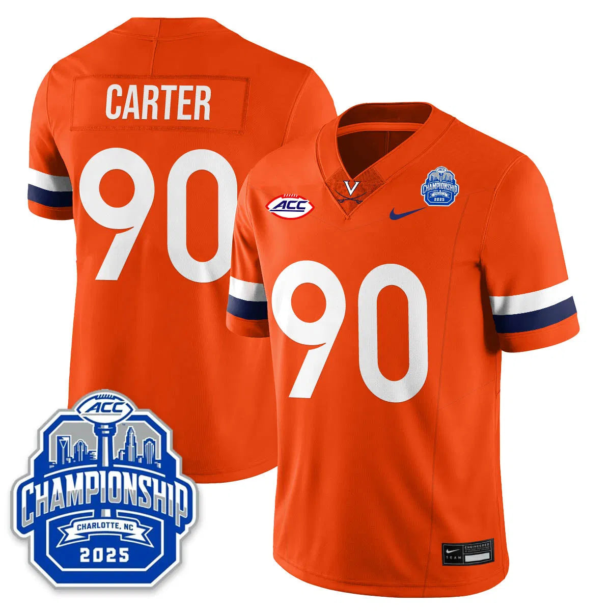 Personalized Virginia Football ACC Championship Vapor Limited Jersey - Orange / Jahmeer Carter - 90 Stitched