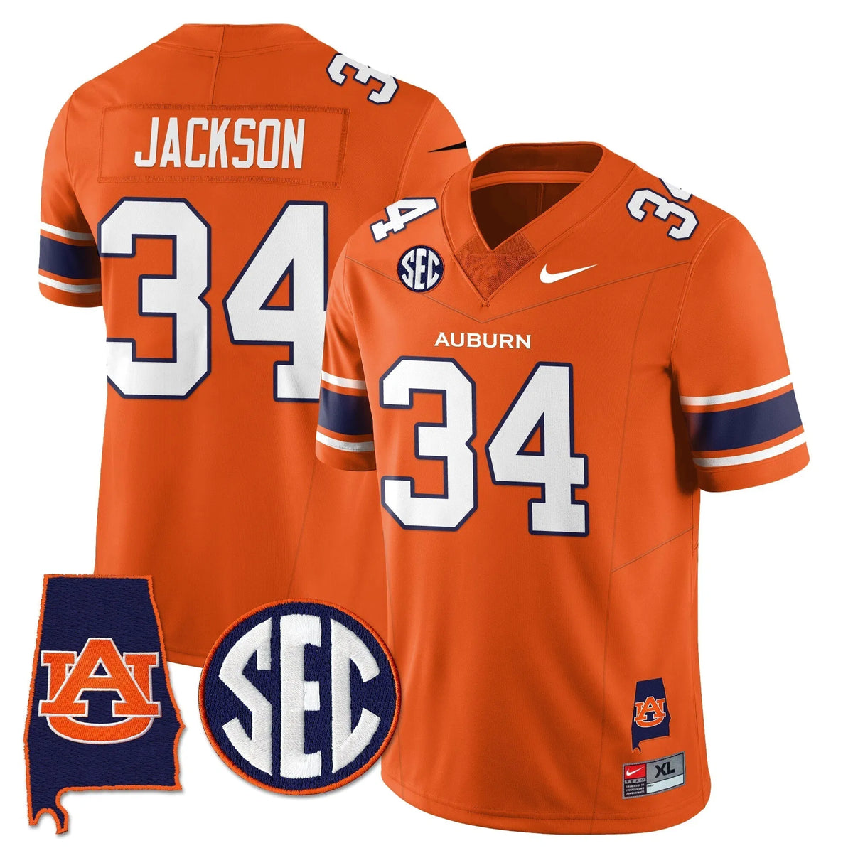 Personalized AT 2026 Alabama Patch Vapor Limited Jersey - Orange / Bo Jackson Stitched