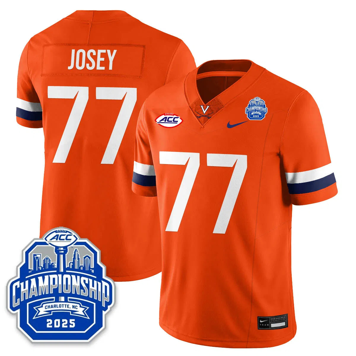Personalized Virginia Football ACC Championship Vapor Limited Jersey - Orange / Noah Josey - 77 Stitched