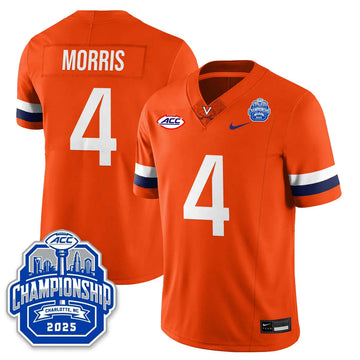 Personalized Virginia Football ACC Championship Vapor Limited Jersey - Orange / Chandler Morris - 4 Stitched