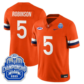 Personalized Virginia Football ACC Championship Vapor Limited Jersey - Orange / Kam Robinson - 5 Stitched