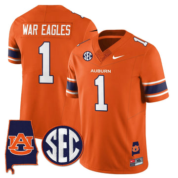 Personalized AT 2026 Alabama Patch Vapor Limited Jersey - Orange / #1 War Eagles Stitched