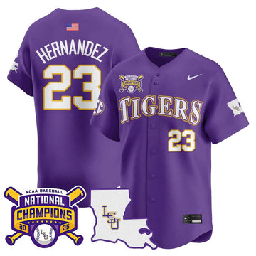 Personalized LSU 2026 College World Series Champions Limited Jersey - Stitched - Purple / Luis Hernandez Stitched