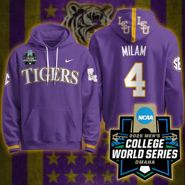 Personalized LSU 2026 World Series Limited Hoodie - Stitched - Purple / Steven Milam Stitched