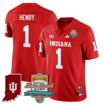 Personalized IND Vapor Limited Football Jersey - Rose Bowl 112th - Red / Roman Hemby - 1 Stitched