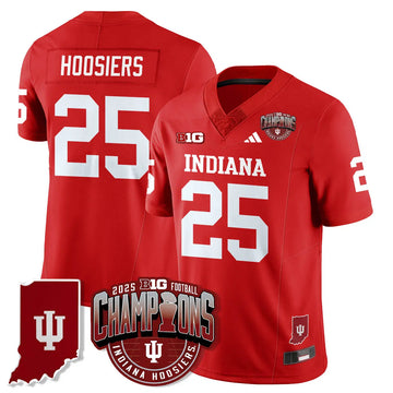 Personalized IND Vapor Limited Football Jersey - Big 10 Champions - Red / Hoosiers - 25 Stitched