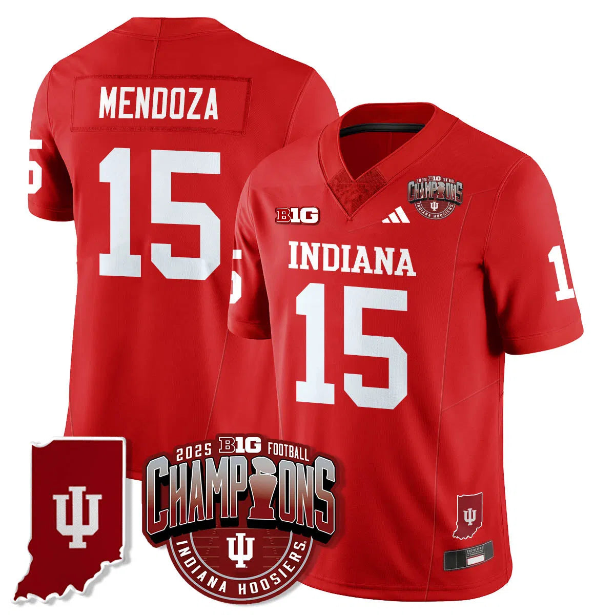 Personalized IND Vapor Limited Football Jersey - Big 10 Champions - Red / Fernando Mendoza - 15 Stitched