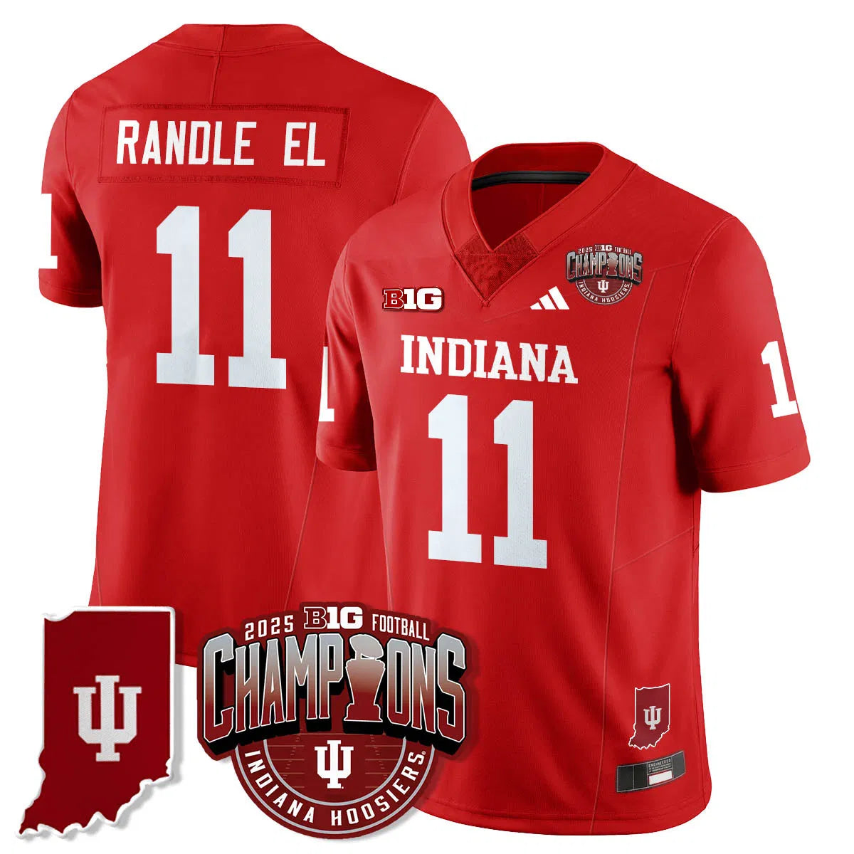 Personalized IND Vapor Limited Football Jersey - Big 10 Champions - Red / Randle El - 11 Stitched