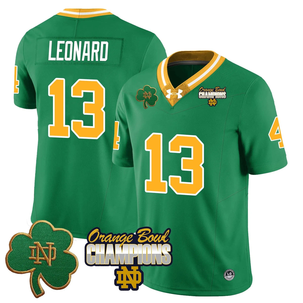Personalized NDFI 2026 Orange Bowl Champions Jersey - Throwback / Riley Leonard Stitched