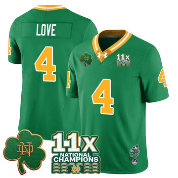 Personalized ND 11x-Time National Champions Vapor Limited Jersey - Throwback / Jeremiyah Love - 4 Stitched
