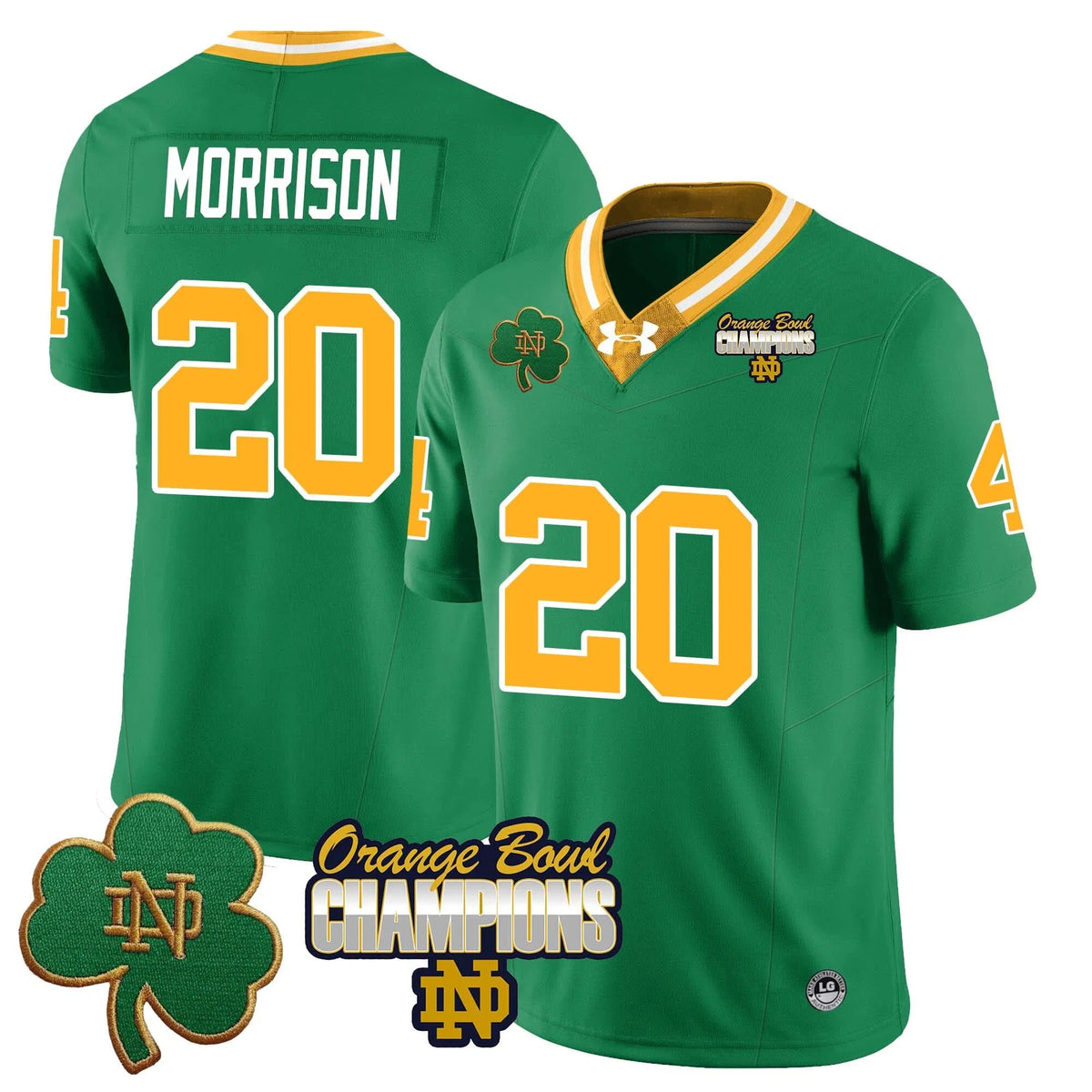 Personalized NDFI 2026 Orange Bowl Champions Jersey - Throwback / Benjamin Morrison Stitched