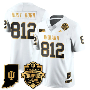 Personalized IND Vapor Limited Football Gold Jersey - Rose Bowl Champions - White Gold / Rust Born - 812 Stitched