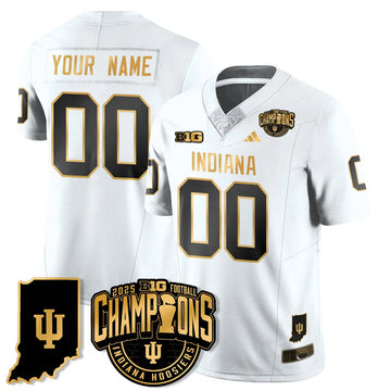 Personalized IND Vapor Limited Football Gold Custom Jersey - Big 10 Champions - Stitched - White Gold Stitched