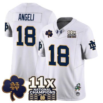 Personalized ND 11x-Time National Champions Vapor Limited Jersey - White / Steve Angeli - 18 Stitched