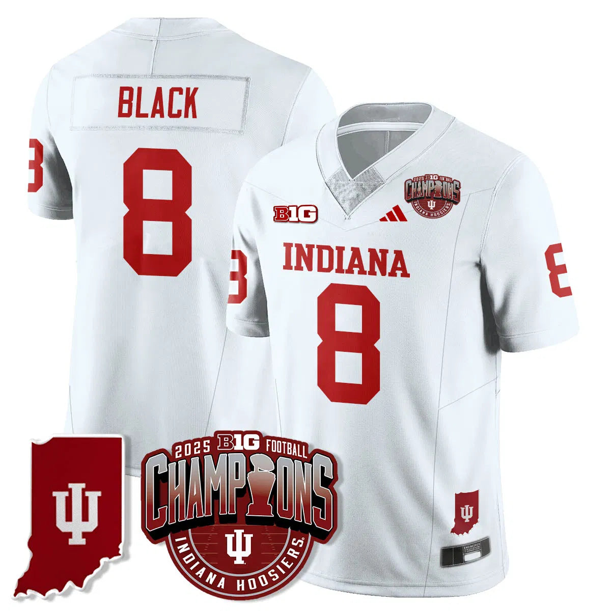 Personalized IND Vapor Limited Football Jersey - Big 10 Champions - White / Kaelon Black - 8 Stitched