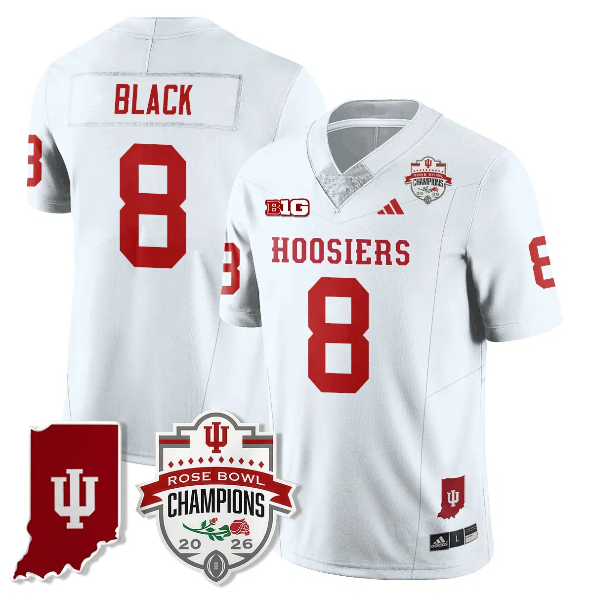 Personalized IND Vapor Limited Football Jersey - Rose Bowl Champions - White / Kaelon Black - 8 Stitched