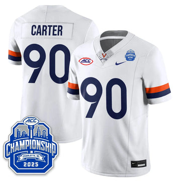 Personalized Virginia Football ACC Championship Vapor Limited Jersey - White / Jahmeer Carter - 90 Stitched