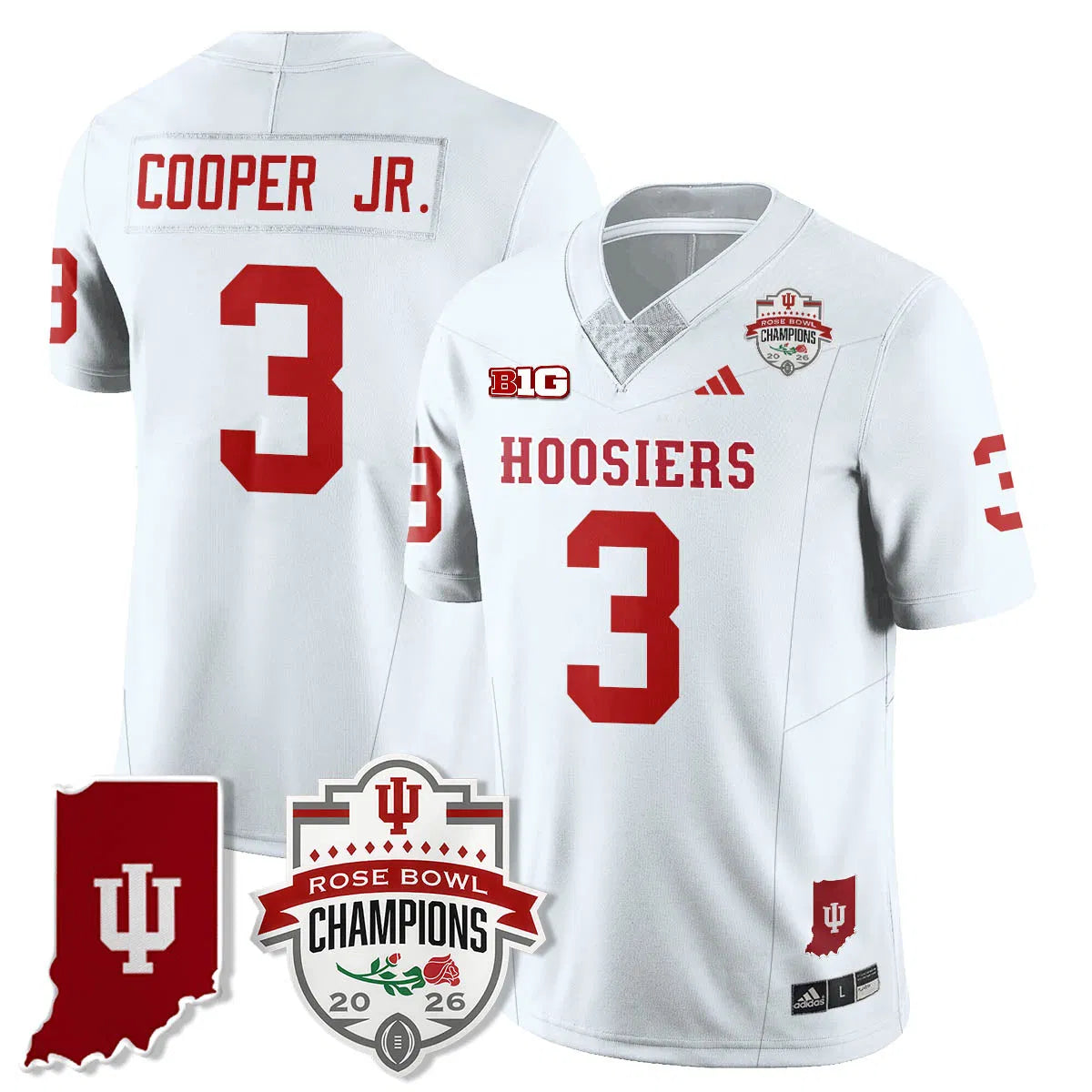 Personalized IND Vapor Limited Football Jersey - Rose Bowl Champions - White / Omar Cooper Jr.- 3 Stitched