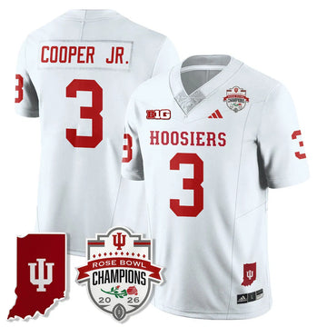 Personalized IND Vapor Limited Football Jersey - Rose Bowl Champions - White / Omar Cooper Jr.- 3 Stitched