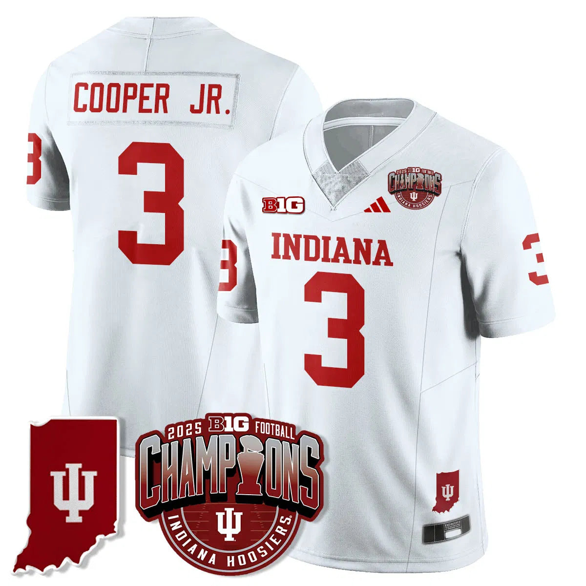 Personalized IND Vapor Limited Football Jersey - Big 10 Champions - White / Omar Cooper Jr.- 3 Stitched