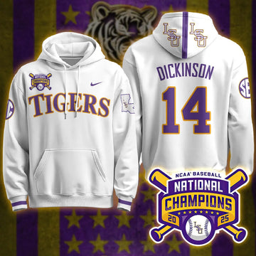 Personalized LSU 2026 World Series Champions Limited Hoodie - Stitched - White / Daniel Dickinson Stitched