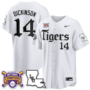 Personalized LSU 2026 World Series Champions 'Gothic Geaux Edition' Jersey - Stitched - White / Daniel Dickinson Stitched