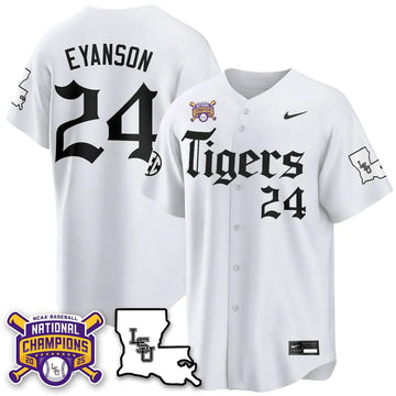 Personalized LSU 2026 World Series Champions 'Gothic Geaux Edition' Jersey - Stitched - White / Anthony Eyanson Stitched