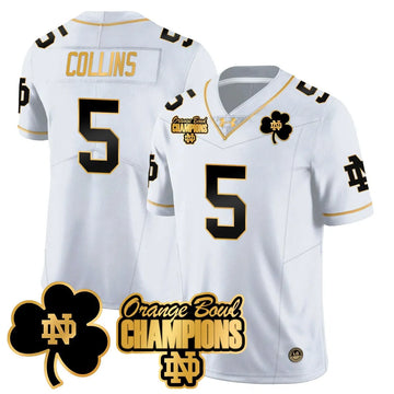 Personalized NDFI 2026 Orange Bowl Champions Jersey - White Gold / Beaux Collins Stitched