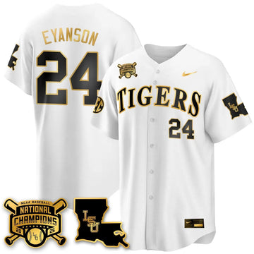 Personalized LSU 2026 College World Series Champions Limited Jersey - Stitched - White Gold / Anthony Eyanson Stitched