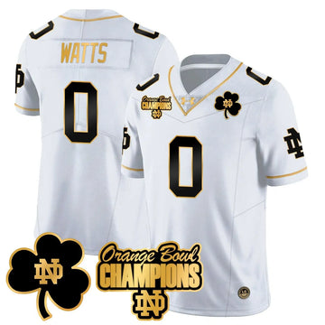 Personalized NDFI 2026 Orange Bowl Champions Jersey - White Gold / Xavier Watts Stitched