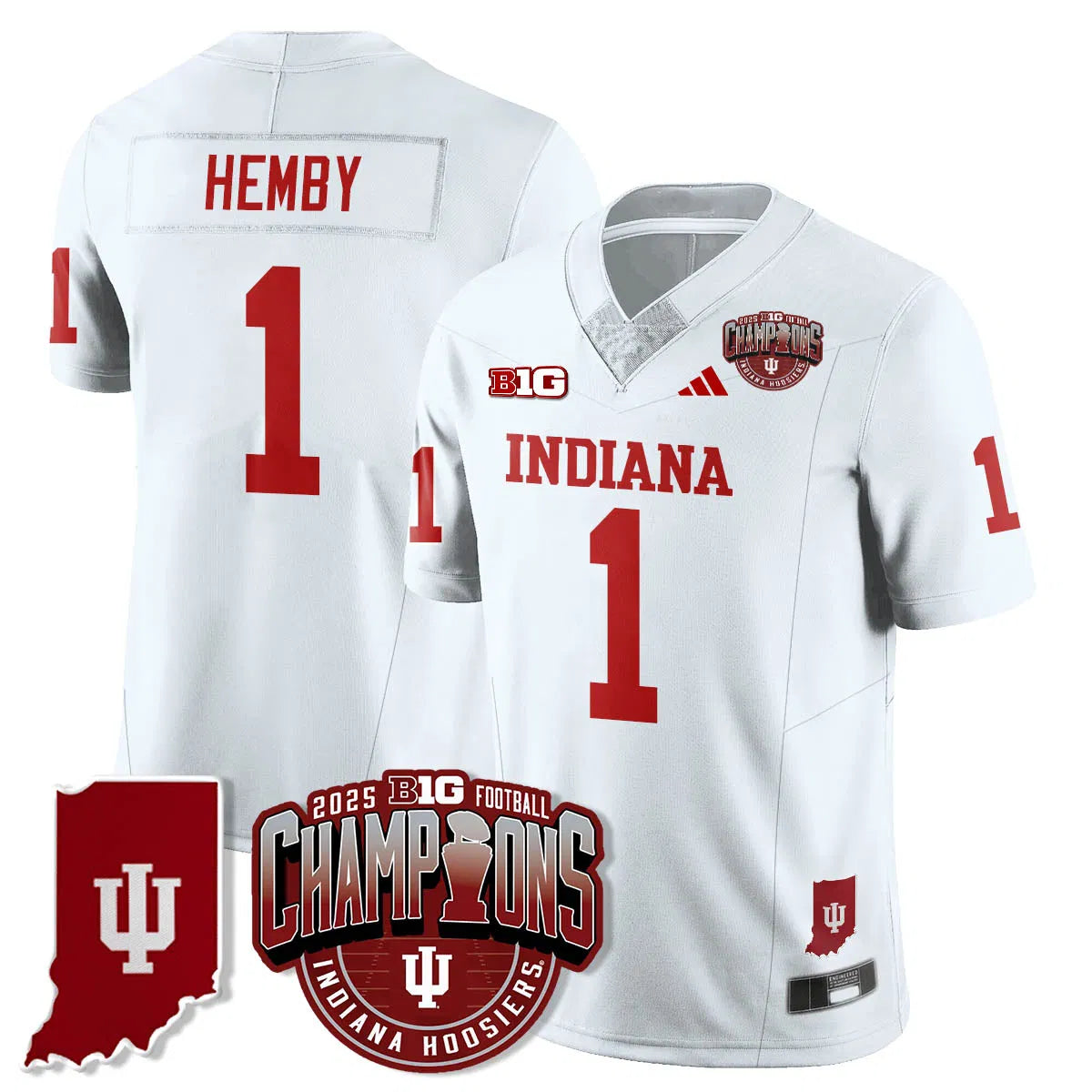 Personalized IND Vapor Limited Football Jersey - Big 10 Champions - White / Roman Hemby - 1 Stitched