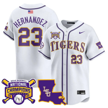 Personalized LSU 2026 College World Series Champions Limited Jersey - Stitched - White / Luis Hernandez Stitched