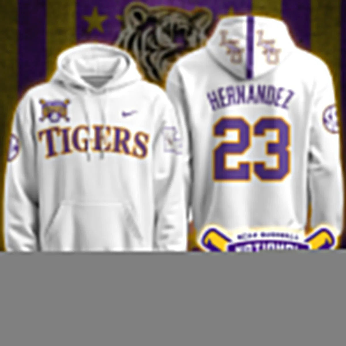 Personalized LSU 2026 World Series Champions Limited Hoodie - Stitched - White / Luis Hernandez Stitched