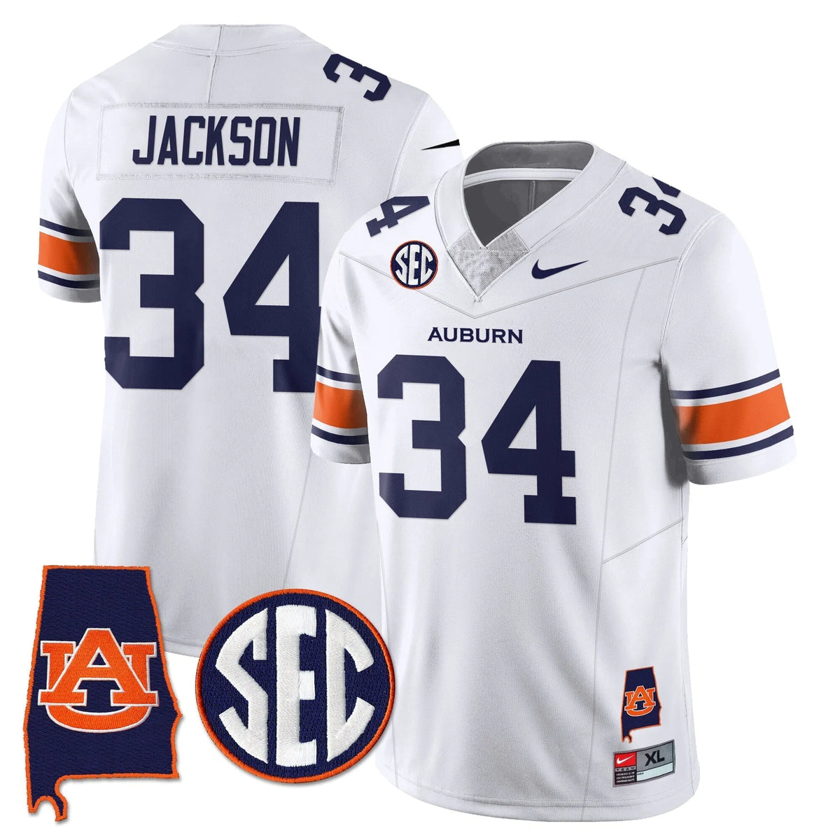 Personalized AT 2026 Alabama Patch Vapor Limited Jersey - White / Bo Jackson Stitched