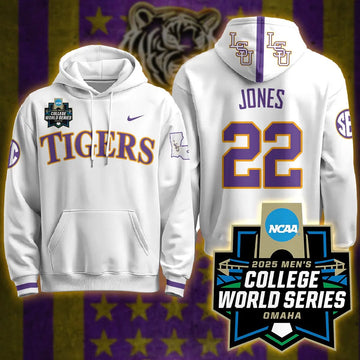 Personalized LSU 2026 World Series Limited Hoodie - Stitched - White / Jared Jones Stitched