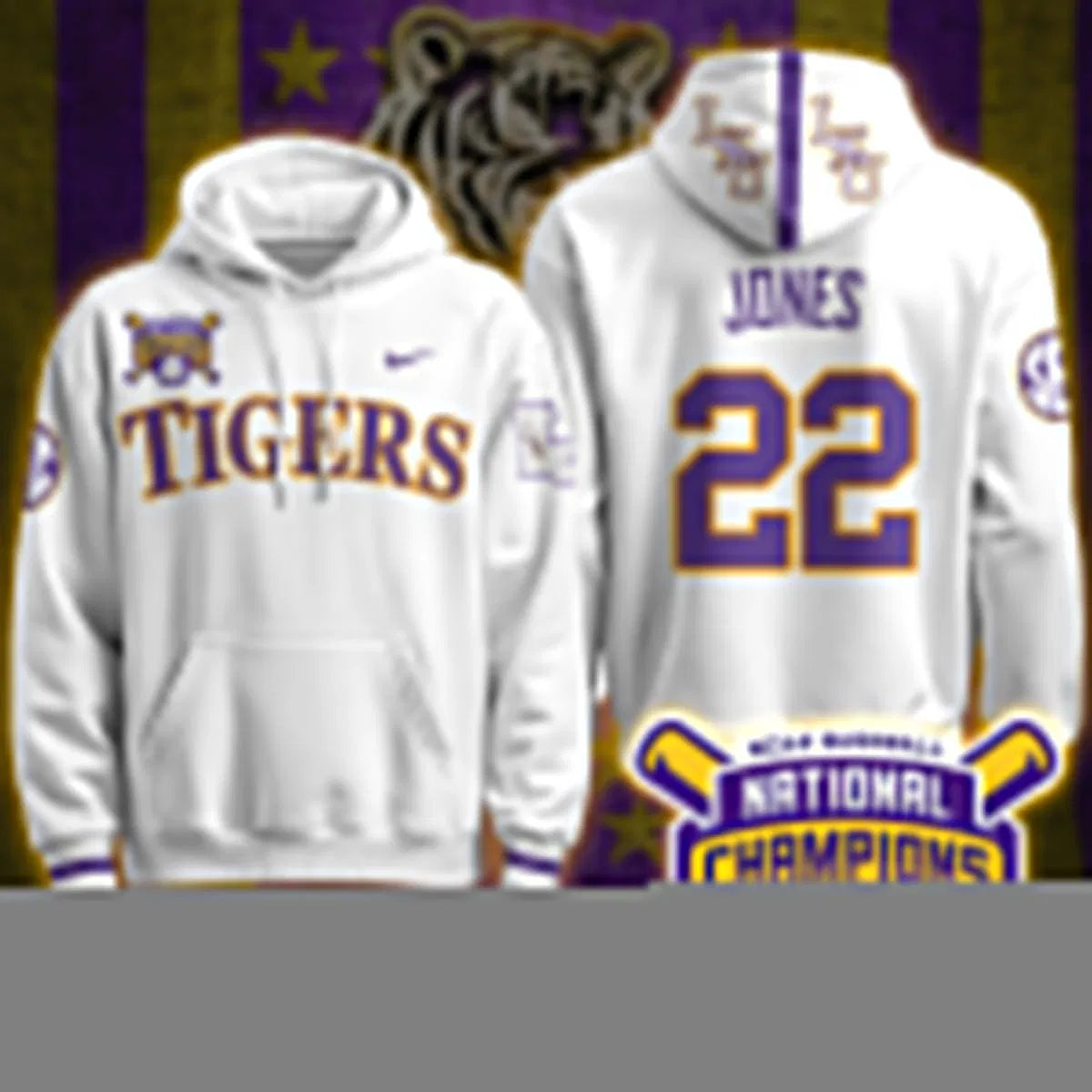 Personalized LSU 2026 World Series Champions Limited Hoodie - Stitched - White / Jared Jones Stitched