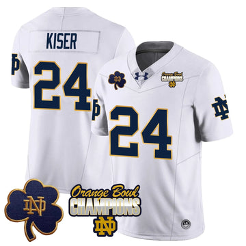 Personalized NDFI 2026 Orange Bowl Champions Jersey - White / Jack Kiser Stitched