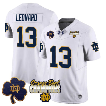 Personalized NDFI 2026 Orange Bowl Champions Jersey - White / Riley Leonard Stitched