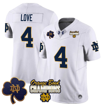 Personalized NDFI 2026 Orange Bowl Champions Jersey - White / Jeremiyah Love Stitched