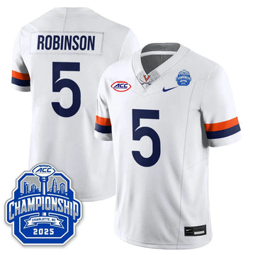 Personalized Virginia Football ACC Championship Vapor Limited Jersey - White / Kam Robinson - 5 Stitched