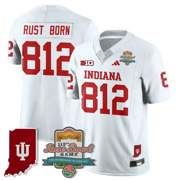 Personalized IND Vapor Limited Football Jersey - Rose Bowl 112th - White / Rust Born - 812 Stitched