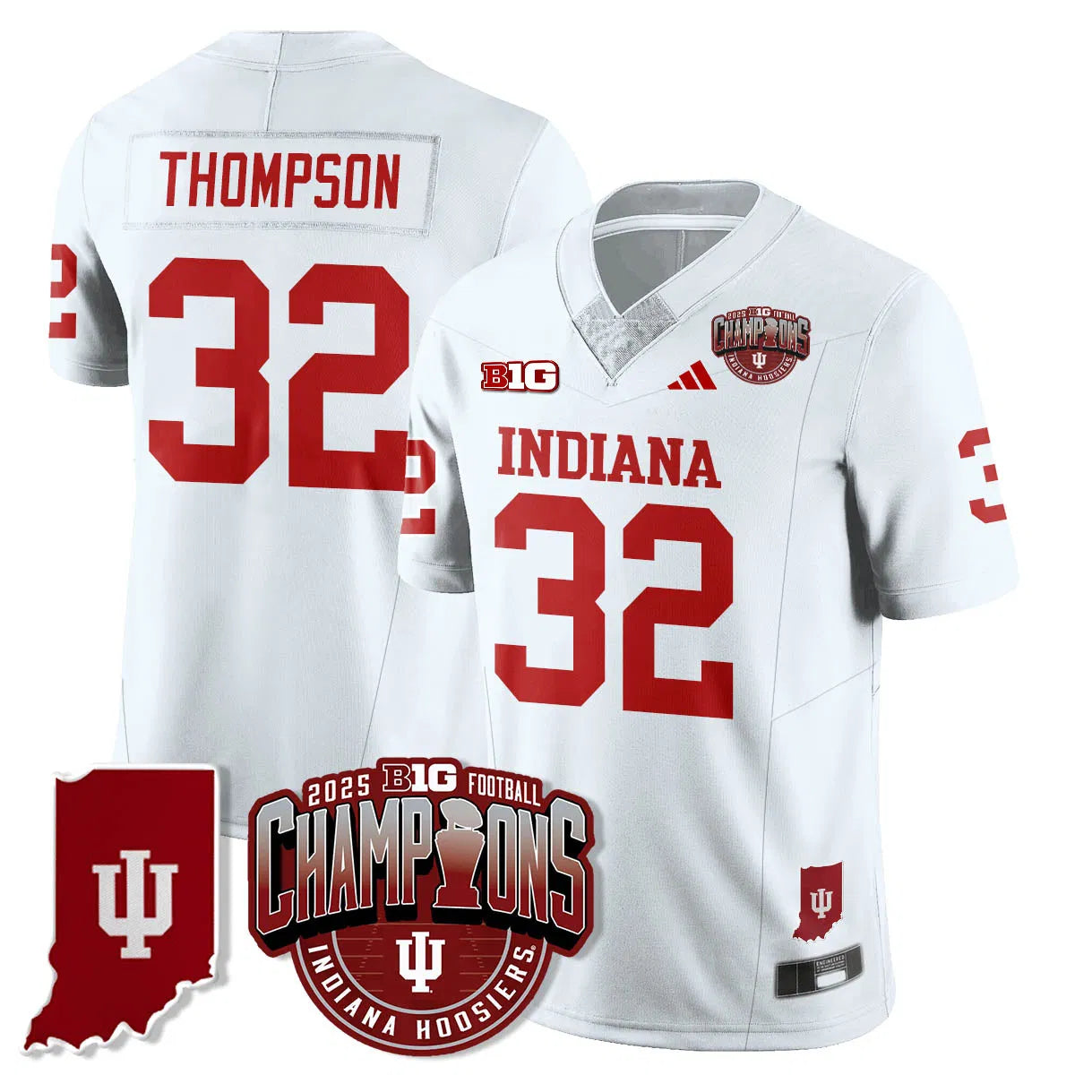 Personalized IND Vapor Limited Football Jersey - Big 10 Champions - White / Anthony Thompson - 32 Stitched