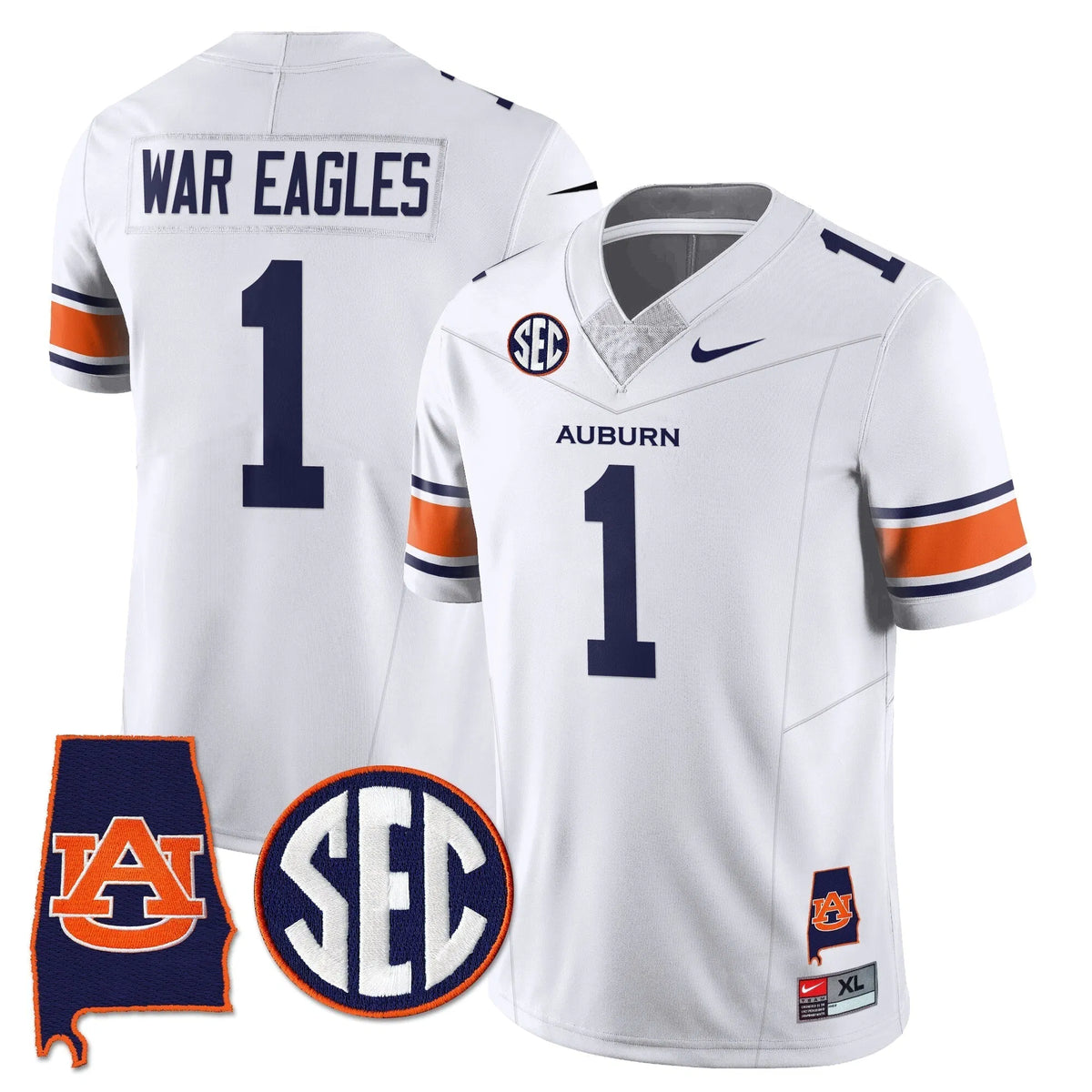 Personalized AT 2026 Alabama Patch Vapor Limited Jersey - White / #1 War Eagles Stitched