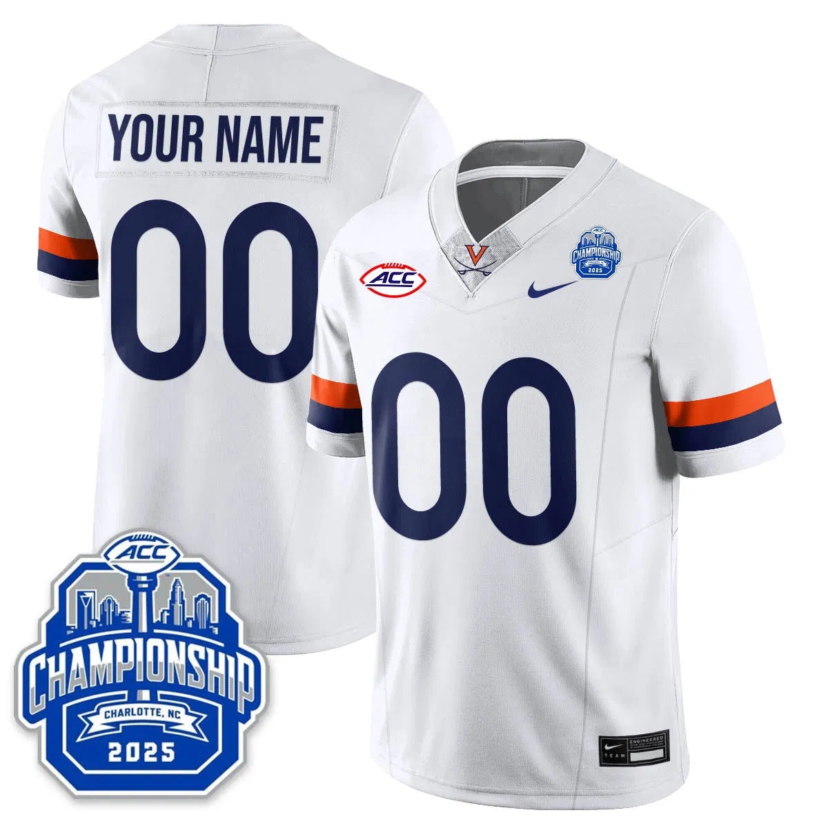 Personalized Virginia Football ACC Championship Vapor Limited Custom Jersey - Stitched - White Stitched