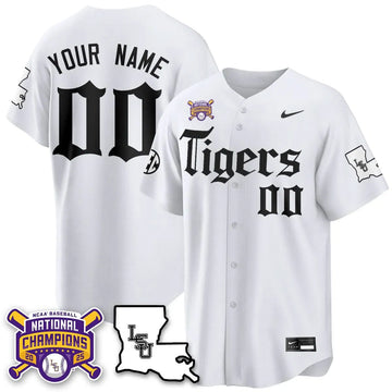 Personalized LSU 2026 World Series Champions 'Gothic Geaux Edition' Custom Jersey - Stitched - White Stitched