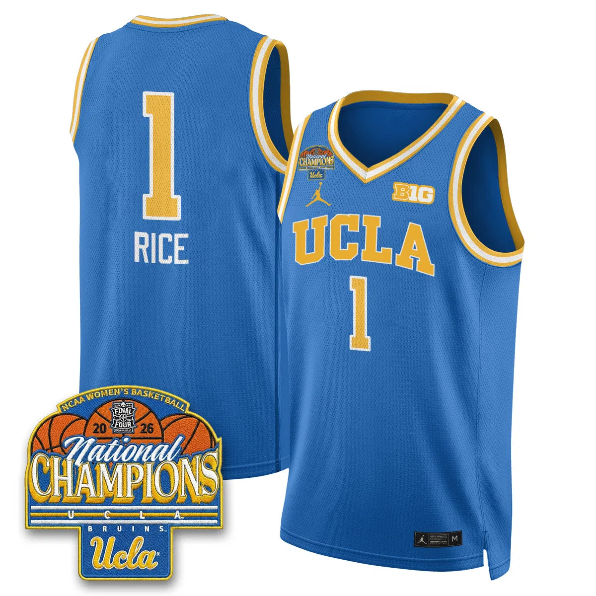 Personalized UCLA Women's Basketball National Champion 2026 Limited Jersey -  Stitched - Blue / Kiki Rice Stitched