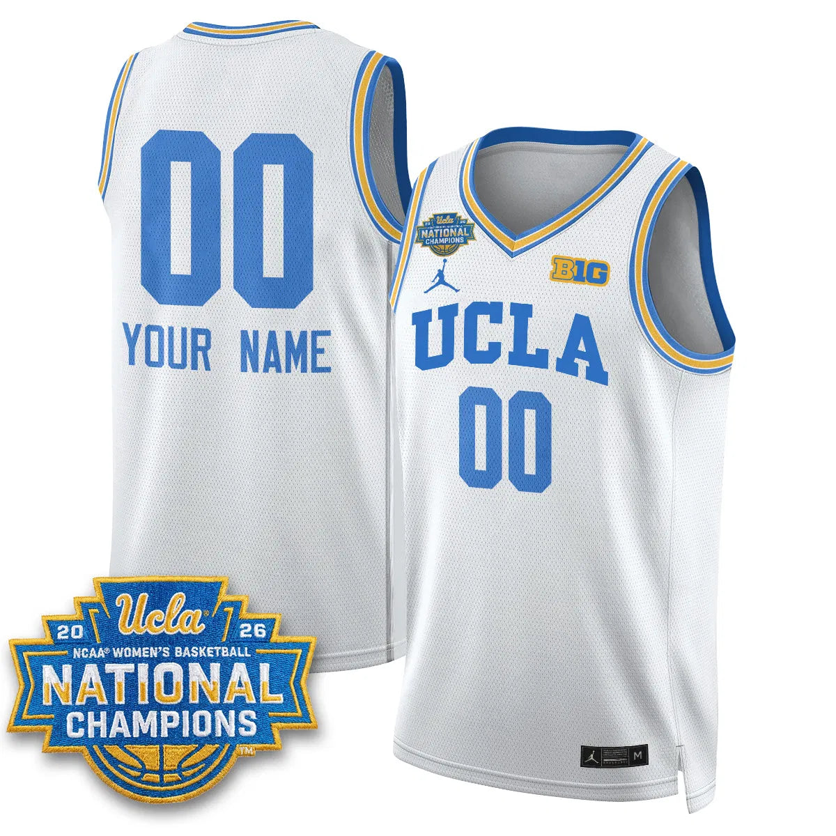 Personalized UCLA Women's Basketball National Champion 2026 Gear Limited Custom Jersey -  Stitched - White / Your Name Stitched