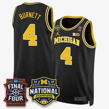 Personalized MICH 2026 NCAA Men's Basketball Champions Limited Jersey - Stitched - Black / Nimari Burnett Stitched